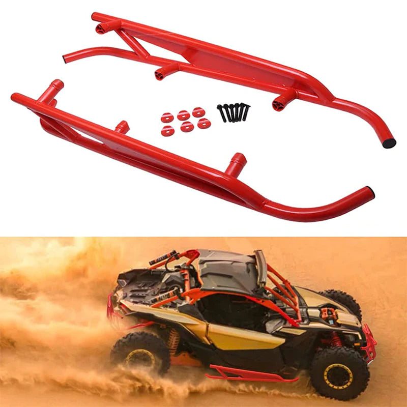 Fit for 2017-2022 Can Am Maverick X3 / Turbo/ R 2-Doors Tree Kickers Rock Sliders Red Side Nerf Bars